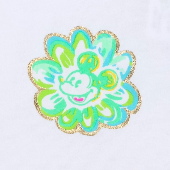 Disney Parks x Lilly Pulitzer Mickey & Minnie Mouse Finn Logo Sleeve T-Shirt M - Picture 3 of 3